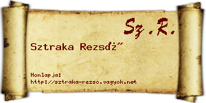 Sztraka Rezső névjegykártya